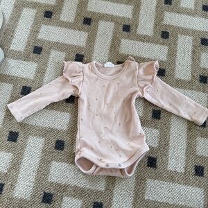 Jamie Kay Long-Sleeve Pink Ruffle Baby One-Piece Bodysuit